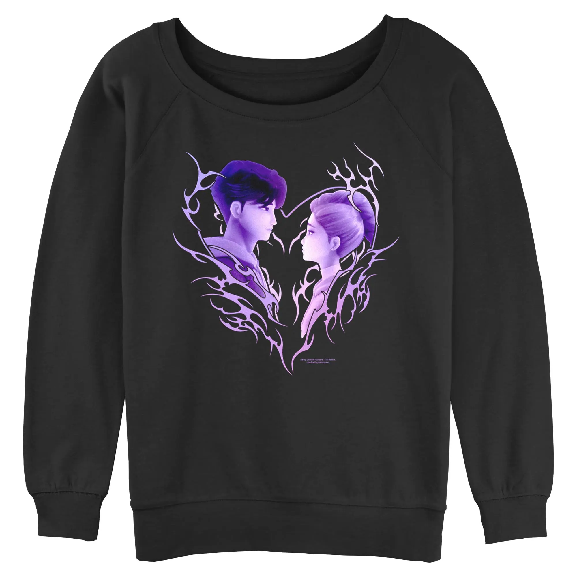 Juniors Womens KPop Demon Hunters Jinu and Rumi Love Sweatshirt