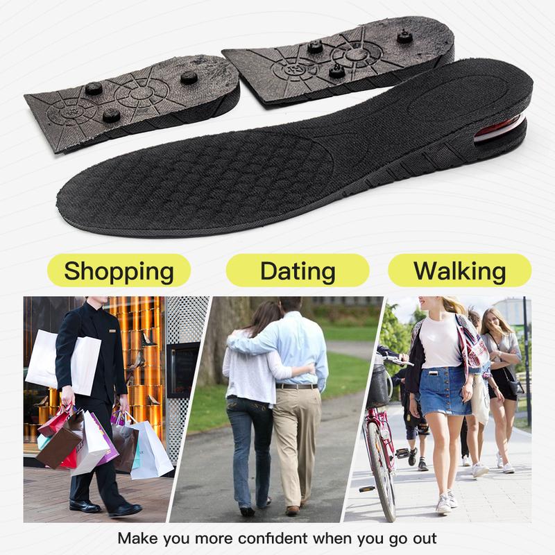 Height Increase Insole 3-Layer Air Cushion Heel Insert Lift Shoes Insole for Men and Women Invisible Elevator Adjustable Insoles