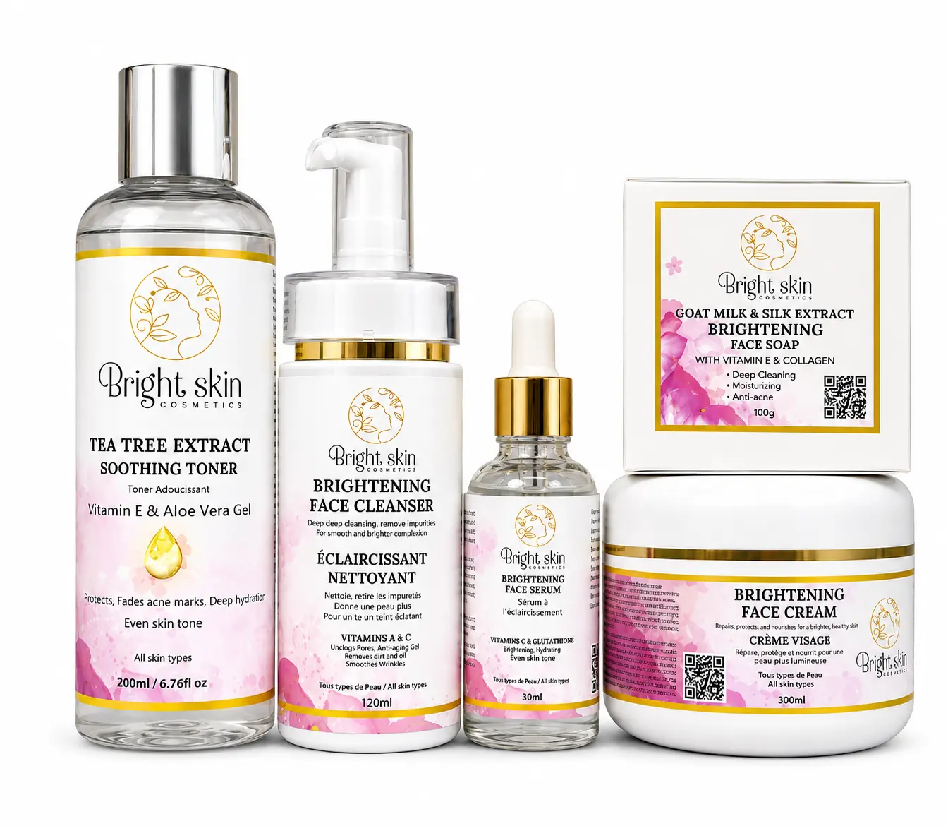 Bright Skin Cosmetics Radiance Skincare Set – Daily Routine for Smooth, Clear & Healthy-Looking Skin