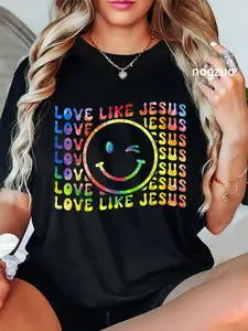 100% Cotton Unisex Love Like Jesus Christian Funny Tie Dye Tee Jesus Christ T-Shirt Christ Christian Tops Casual Top