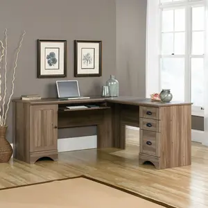 Sauder Harbor View Corner Computer Desk with Slide-out Keyboard Shelf & Storage Drawers