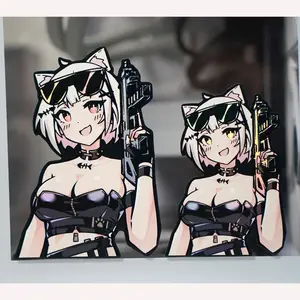 Tactical Neko Holographic Vinyl Sticker Embossed Anime Decal