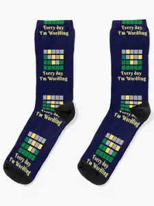 Wordle Puzzle Game-Every day I'm Wordling-Rap Music Pun Socks