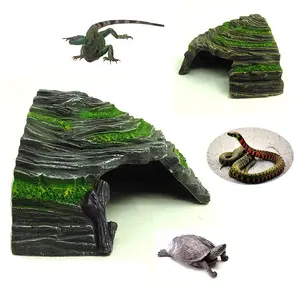 Resin Reptile Hide Cave - Realistic Rock - Like Shelter for Gecko, Snake, Turtle, Ideal for Home Living Room & Pet Shop Decor Underground