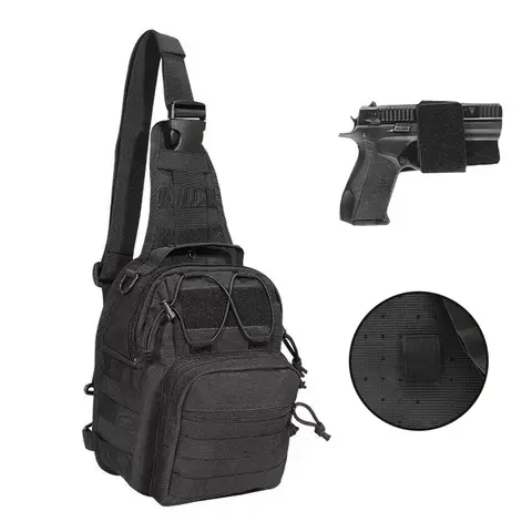 Tactical Shoulder Sling Bag Small Outdoor Chest Pack for Men Traveling, Trekking, Camping, Rover Sling Daypack Black【shipping from US 】