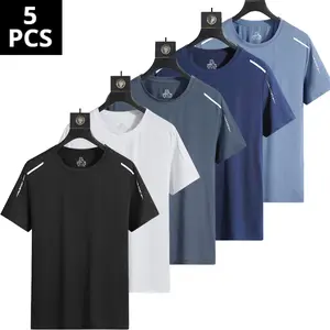 5-Pack Ice Silk Quick-Dry T-Shirt - Loose Breathable, Ideal for Sports Fitness & Casual Wear