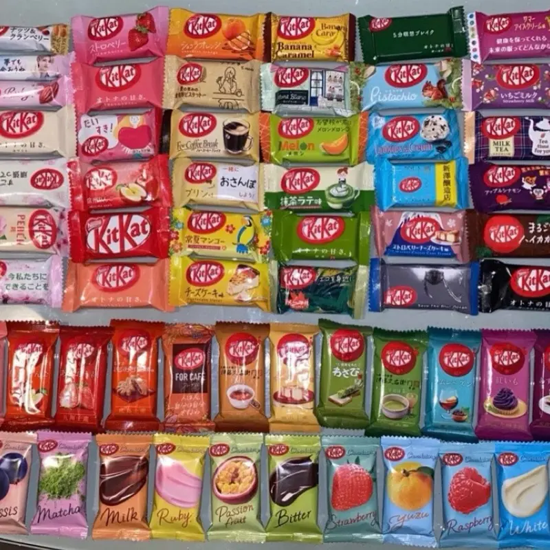Exclusive and Limited Edition 30 Piece Japanese KitKat Assortment Ships from U.S. (30 Mini Kit Kat Bars) White Chocolate, Milk Chocolate, and Dark Chocolate Strawberry Lemon Mint Snack