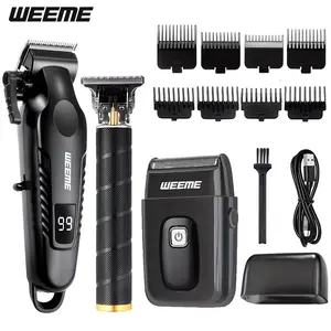 WEEME Men's 3 In 1 Grooming Kit, Cordless Hair Clipper With Alloy Blade, T-Shaped Trimmer With Metal Body, LCD Display Shaver, Perfect For Haircut, Shaving & Beard Trimming, Ideal For Home Travel And Business Trip, Hair Clippers