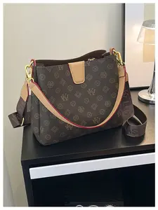 Luxury Monogram Bucket Bag, Vintage Designer Style Shoulder Bag for Women, Large Capacity Crossbody Handbag for Daily & Commute