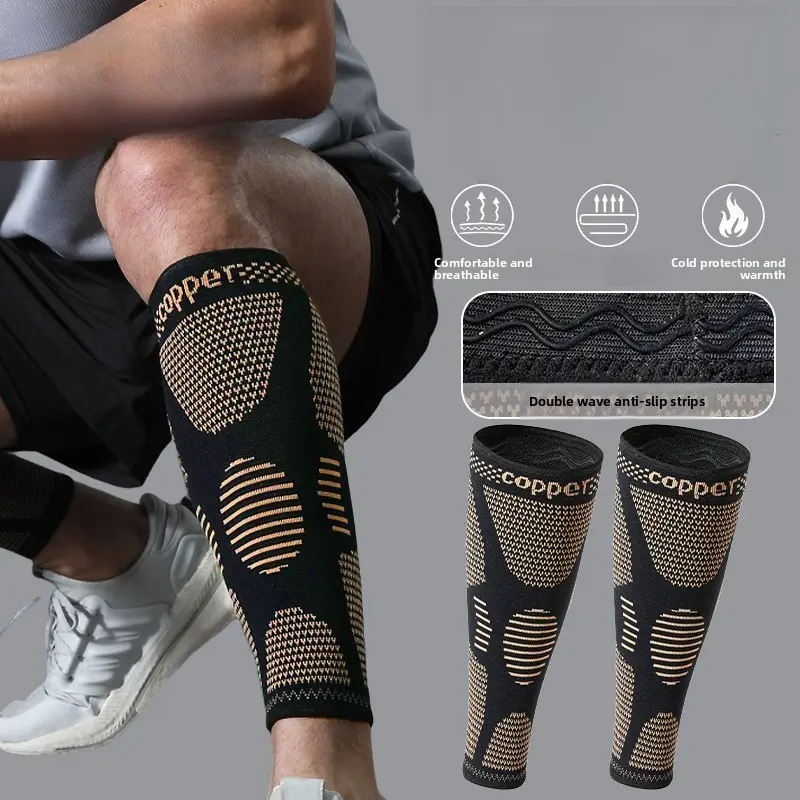 Unisex Compression Calf Sleeves, Copper Fiber Breathable Sports Leg Support, Protect Leg, Ideal for Running, Soccer, Basketball, Cycling, Outdoor Activities, Breathable Brace