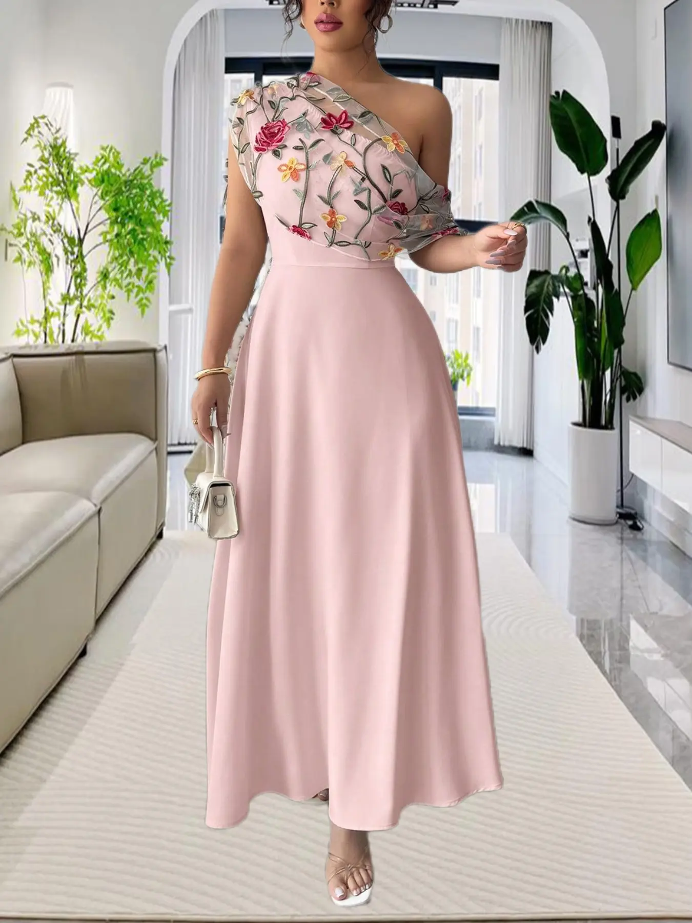 Women's Floral Embroidery Dress, Chic Elegant Aesthetic Long Dress for  Party Wedding, Ladies Clothes for Summer, Summer Dresses - TikTok Shop