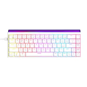 AJAZZ Mini Layout Wired Gaming Mechanical Keyboard NK68 Red Switch Office Keyboard High Appearance Colorful Light Strip Decoration 68% Compact Mechanical Keyboard Mixed Light DIY Support Multiple Systems Suitable for Esports Games and Office