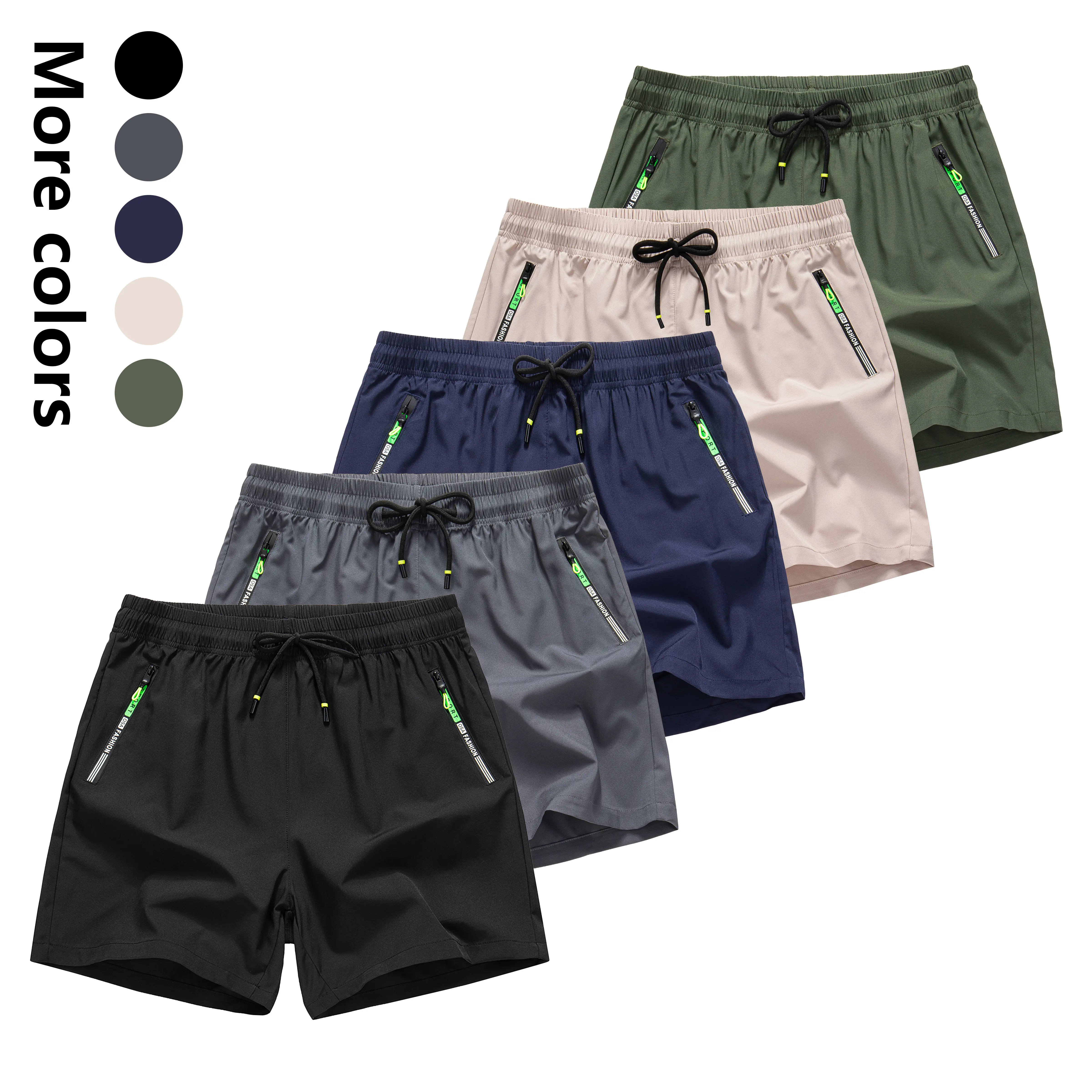 Men's Summer Nylon Ice Silk Quick-Dry Gym Shorts - 4-Inch Inseam, Loose Fit, Breathable, Side Zipper Pockets, Mixed Colors, Lightweight, Suitable for Outdoor Fitness, Running, Men's Gym Shorts, Nylon Men's Shorts