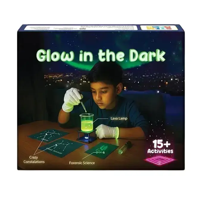 Curious Jr. by PW Glow in the Dark Science Experiment Kit for Kids Ages 8–14, 100+ STEM Experiments with Step-by-Step Manual & 30 Bonus DIY Activities, Birthday Gift for Boys &Girls