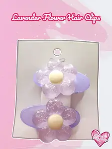 Lavender Flower Hair Clips
