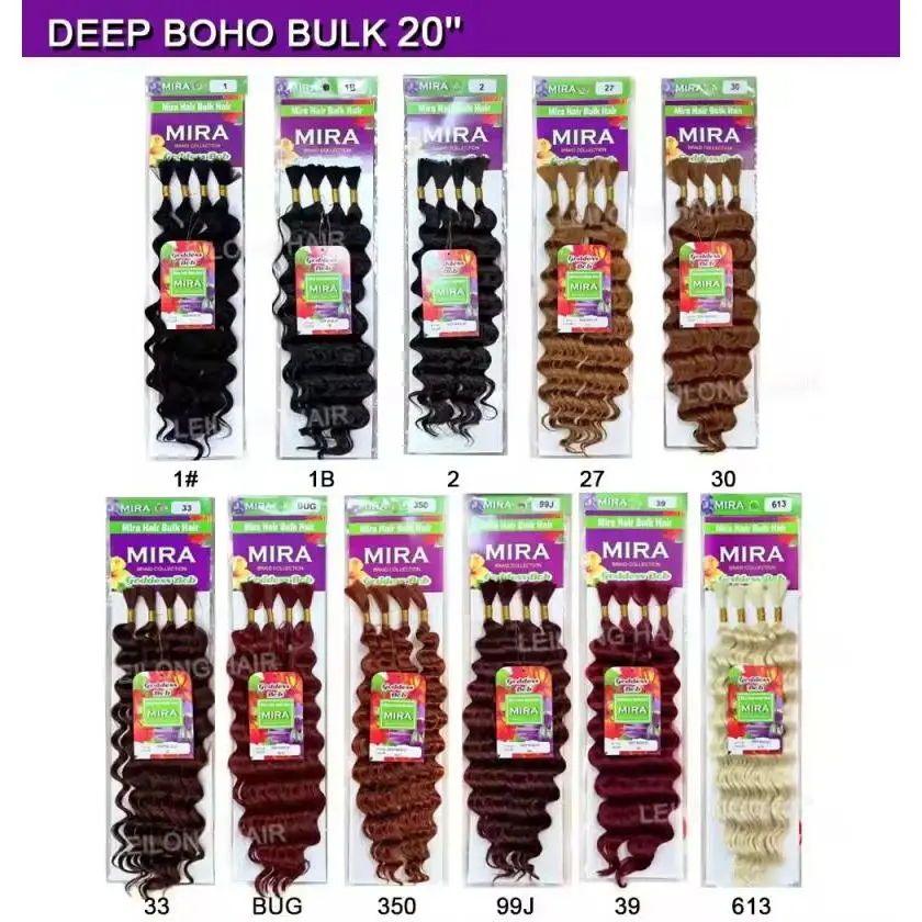 Mira Deep Boho Bulk 20" Hair Extensions in 10 Vibrant Colors for Stylish Looks