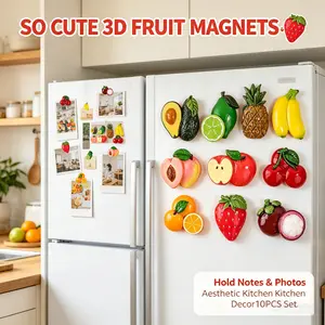 Cute 3D Fruit Fridge Magnets – Kawaii Cartoon Magnetic Set for Aesthetic Kitchen & Locker Decor (10PCS)