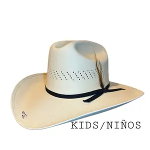 Cowboy Hat Y-O-U-T-H Size Ranch Style Brown Feather/Ventilated Holes Western Hat/ Sombrero Para Niño