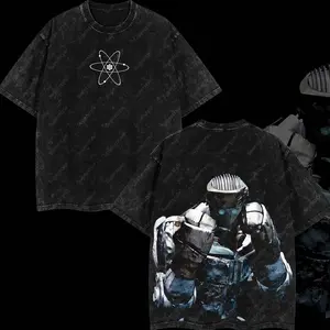 Superstyle Atom - Real Steel Edition Double Printed Oversize Lightweight Acid Washed Tee Hoodie Sweater TV Series Graphic Design Top Cotton Streetwear Movie T-Shirt Clothes Menswear Womenswear Hoodie Sweatshirt Apparel Classic WIQ MDN