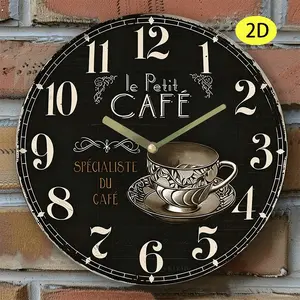 1pc Large Vintage French name Round Wall Clock - Wood Quartz Analog Clock with Large Easy-to-Read Numbers, Antique for home Decor, Perfect for Living Room, Kitchen, Office - Ideal for &, Decorative Timepiece (Valentine's Gift)1pc Large Vintage French name