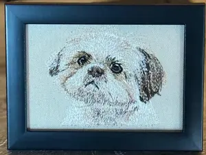 Shihtzu Dog Machine Embroidered and Framed! Unique Canine Charm Tabletop Decor for Home or Office! Other Designs and Breeds Available! Desktop Decoration Signs