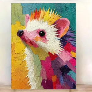 2D Flat, 2D Flat, 2D Flat 1pc a 12X16 Inch Canvas Print Featuring a Cute Hedgehog with a Frame, Perfect As a Gift for Hedgehog Enthusiasts. This Colorful Portrait Painting Is Ideal for Decorating a Room	