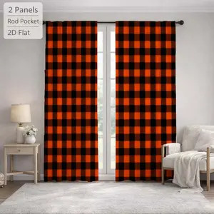 2Pcs Classic Buffalo Plaid Checkered Grid Pattern Sun Blocking Curtains Digital Printed Rod Pocket, Window Treatment For Bedroom Office Kitchen Living Room Study Home Decor