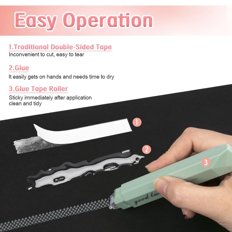 Glue tape roller Scrapbooking Double Sided Tape Roller, 4-Pack Craft Adhesive Glue Runner - Multipurpose Journaling Supplies for Scrapbooking, Gift Wrapping, Photo Mounting, School Office & Crafts, back to school