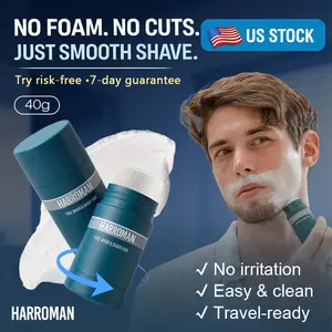 HARROMAN Facial Cleansing Shaving Stick 40g - Softens Beard Roots Protects Skin Moisturizes Soothes Simple Convenient Travel Size Creamy Texture Cleanser