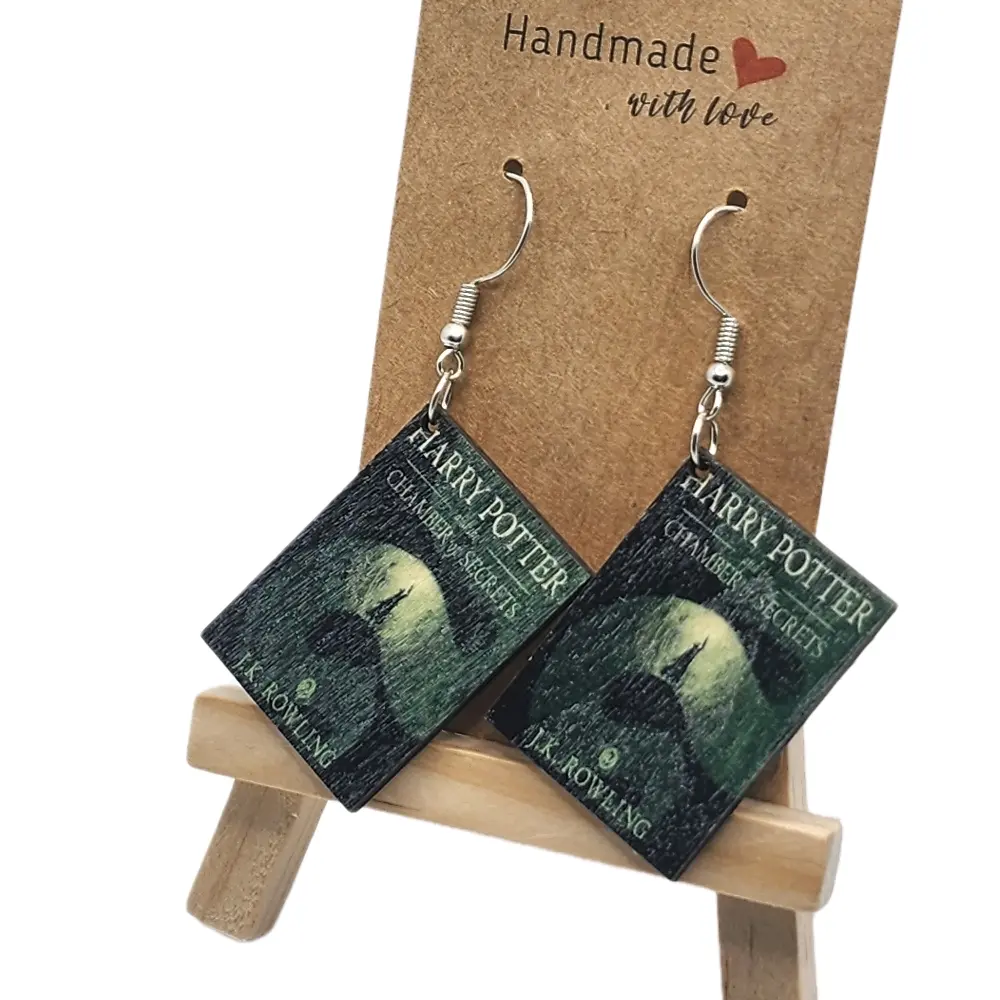 Nostalgic Wooden Book Earrings for Book Lovers - Perfect Accessory halloween earring