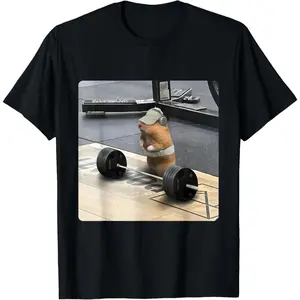 Unisex Hamster Deadlift Training Funny Cute Mouse Lifting Weights Emoji T-Shirt