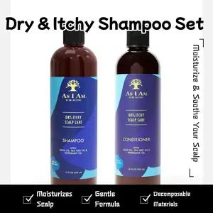 As I Am Dry & Itchy Scalp Care Shampoo & Conditioner Combo - 12 oz / bottle - Cleanses and moisturizes dry and itchy scalp - With Olive Oil, Tea Tree Oil & Peppermint Oil