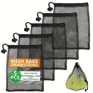 Drawstring Mesh Bag Set, Durable Lightweight Breathable Storage Bags, Ideal for Travel Swimming Sports Equipment Organization, Ball Bags, Gym Bags