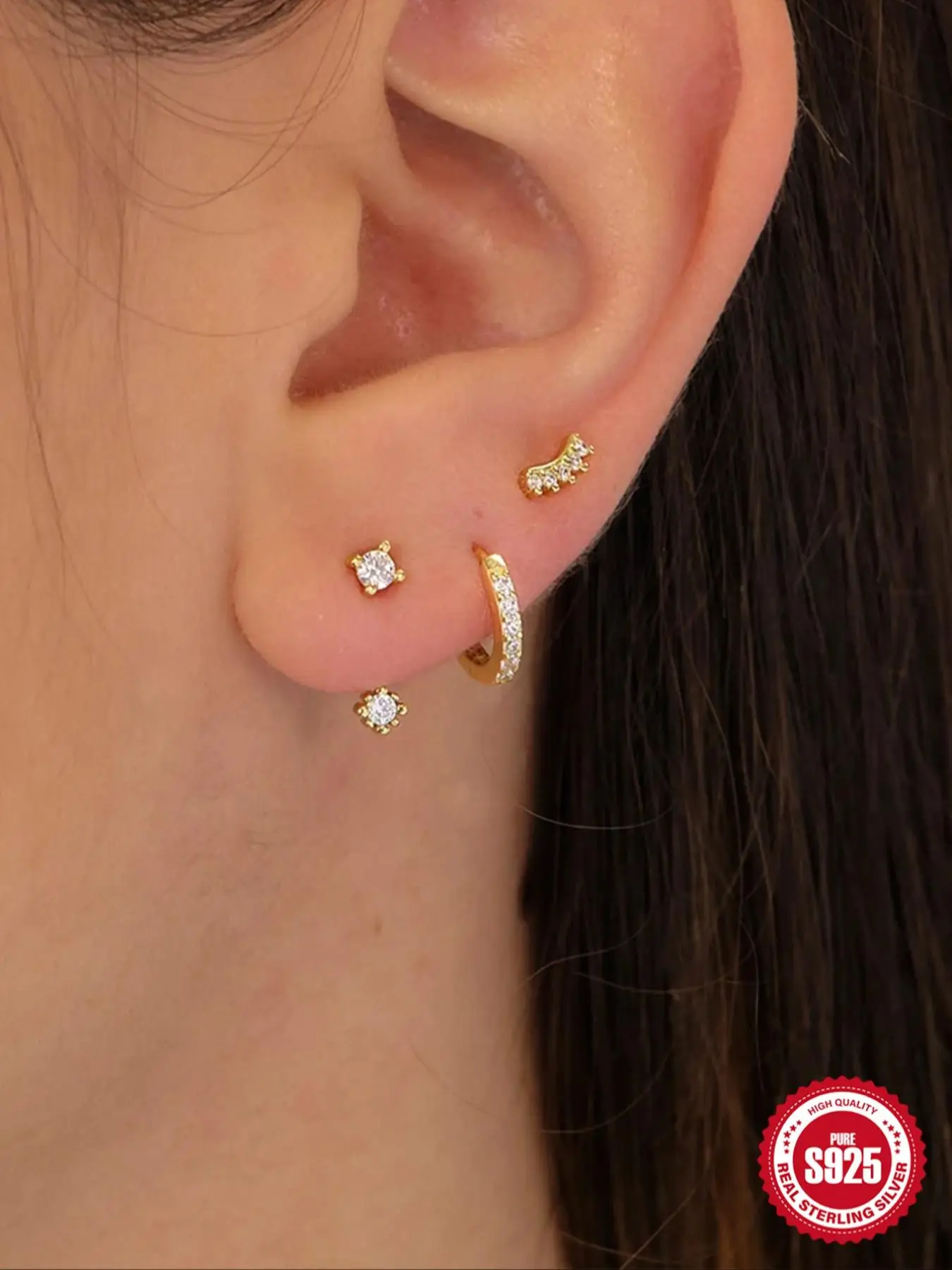 S925 Sterling Silver Rhinestone Decorated Earrings, Fashionable Earrings for Women & Girls, Trendy Ear Jewelry for Party, Daily Clothing Decor, Exquis