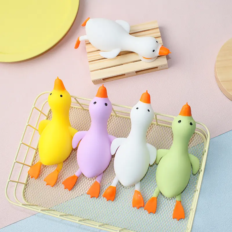 Stress Relief Flat Duck Squishy — Mini Soft Squishy Fidget Toy, Cute Sensory Stress Toy for Hands, 3 Color Options