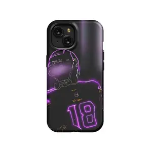 Justin Jefferson Phone Case Neon Style Impact-Resistant Sports Tough Case Dual Layer Impact Resistant High Protection Phone Case,Suitable for iPhone 17/16/15/14/13/12/11 Pro Max/Plus and  Samsung Galaxy S23FE/22/23/24/25