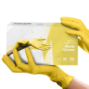 Yellow Nitrile Disposable Gloves - 50 Count, 3 Mil, Medium, Powder & Latex Free, Surgical Exam Food Safe Gloves