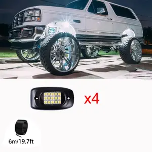 4/8/10/16 Pods LED Rock Lights White LED Neon Underglow Light with Extension Wire for Car Truck ATV UTV SUV Boat Underbody Glow Trail Rig Lamp Waterproof