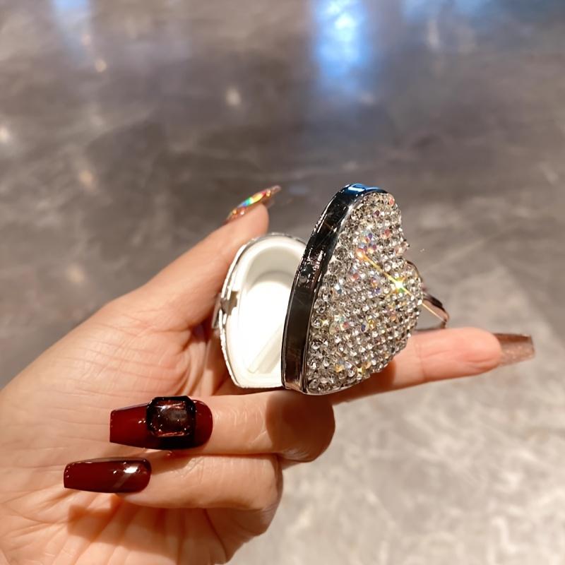 1Pc Luxury Love Medicine Box with Artificial Diamond Inlay, Portable Multifunctional Capsule Tablet Storage Box, Creative Small Item Organizer