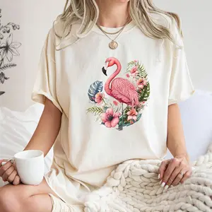 Flamingo Shirt, Floral Summer Shirt, Cool Flamingo Shirt