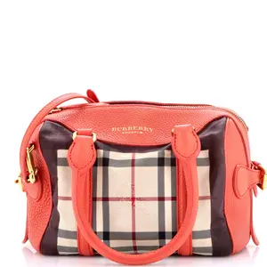 Pre-owned BURBERRY Canvas Plain, Leather Shoulder Bags Alchester Convertible Satchel House Check Canvas Small by Rebag