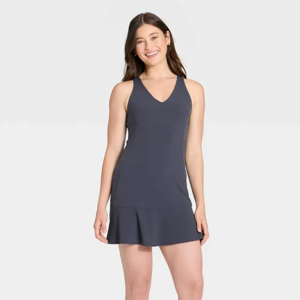 Women's Everyday Soft Ruffle Sports Dress - All In Motion, Bra-Integrated, Spandex Fabric, Pullover Garment