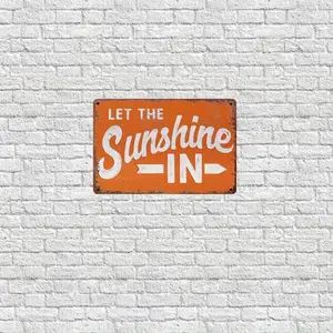 Exclusive 1pc Vintage "Let The Sunshine In" Metal Sign – Rustic Iron Wall Art Perfect for Homes, Cafes & Beyond