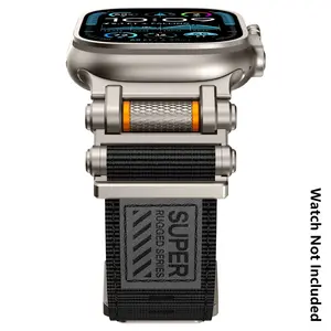 Metal Nylon/Sport Band for  Apple Watch  Ultra 2/Ultra – Military-Grade Durable & Sweatproof with Stainless Steel Connector – Fits Series 10-3/SE (42mm/44mm/45mm/46mm/49mm) -Black (Watch Not Included)