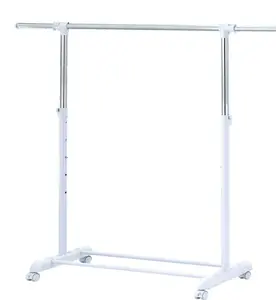 Heavy Duty Clothes Rack with Wheels Adjustable Height Metal Garment Rack for Hanging Clothes