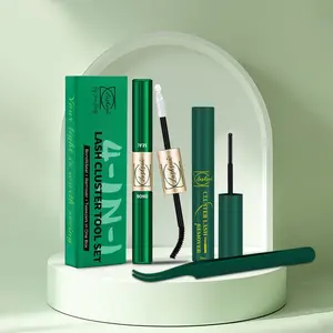 LASHSUN Lash Cluster Glue Bond and Seal Kit with Lash Glue Remover and Tweezers Long-Lasting, Waterproof For DIY Eyelash Extension At Home Use Beginners Friendly Kit 4-in-1