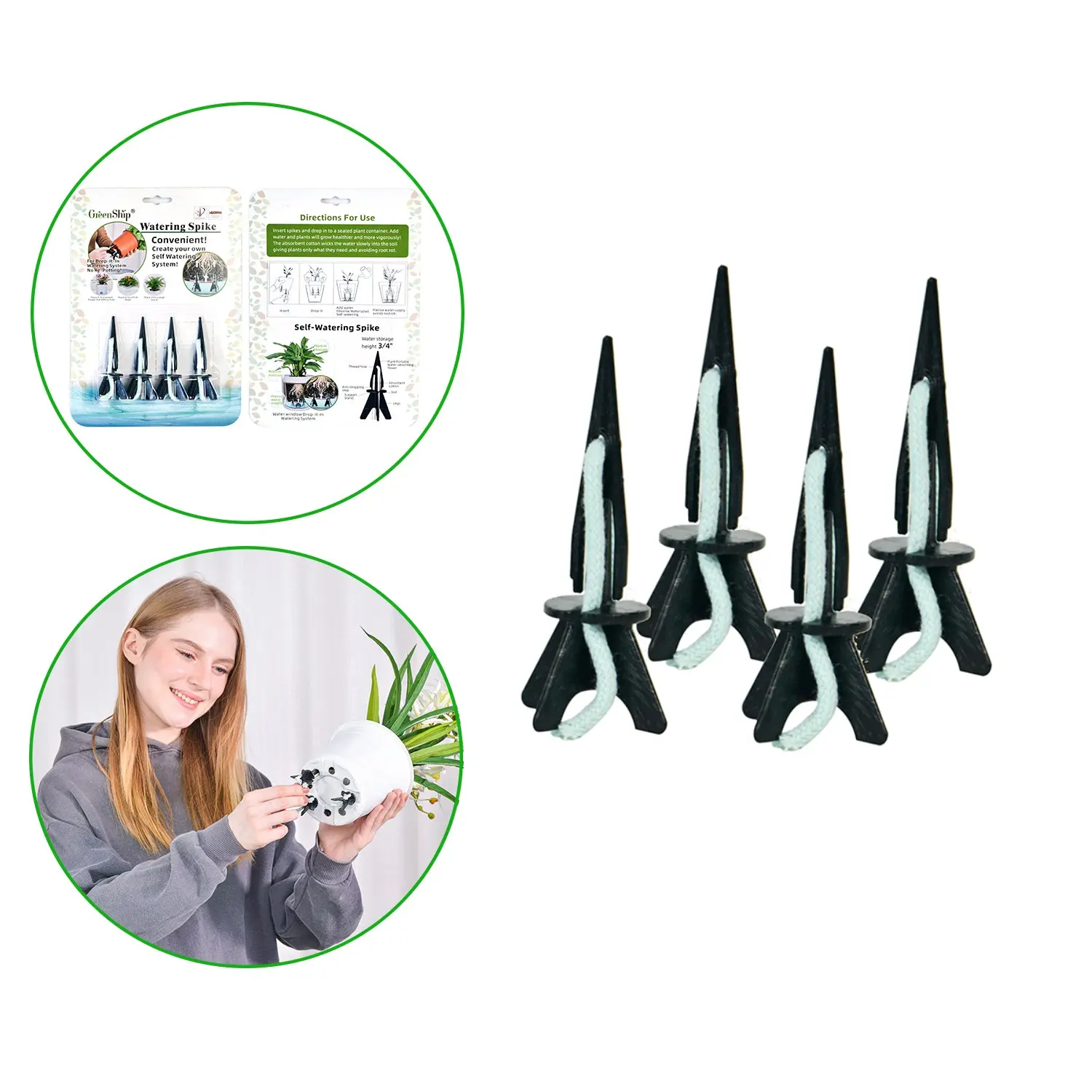 GreenShip Plastic Self-Watering Spikes, 100-Set Outdoor Plant Watering Stakes (Wholesale)
