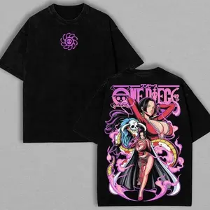 Pirate Empress BoaHancock Anime Washed T-Shirt, Hoodie – One Piecee Oversized Washed T-Shirt M5Q