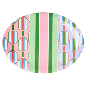 Godinger  15.50 x 11.60 x 0.60 in. Pickle Ball Melamine Oval Platter - Multi Color
