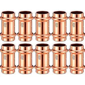10 count Copper Pipe Press Fittings, 3/4 Inch Coupling with Stop Zero Lead, 3/4" Copper Coupling with Stop for Plumbing